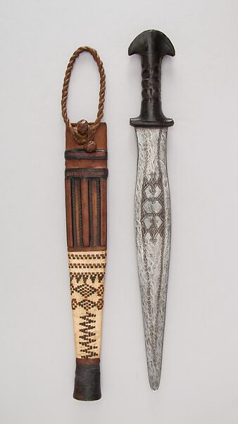 Sword with Scabbard, Iron, leather, West African, possibly Tuareg 