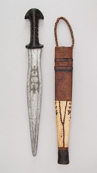 Sword with Scabbard, Iron, leather, West African, possibly Tuareg