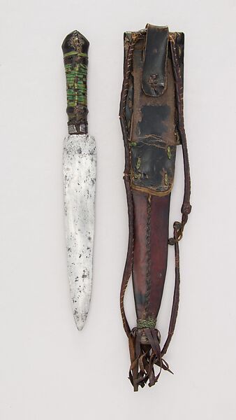 Dagger with Sheath, Iron, leather, dye, West African, Yoruba, Pobe Village