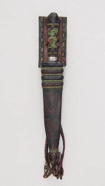 Dagger with Sheath, Iron, leather, dye, West African, Yoruba, Pobe Village
