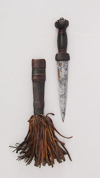 Dagger with Sheath, Iron, leather, West African, Baule 