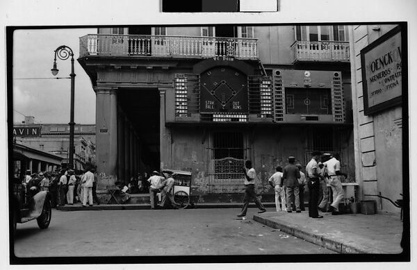 [Street Scene in Front of El Pais Baseball and Soccer Scoreboards, Parque Central, Havana], Walker Evans (American, St. Louis, Missouri 1903–1975 New Haven, Connecticut), Film negative 