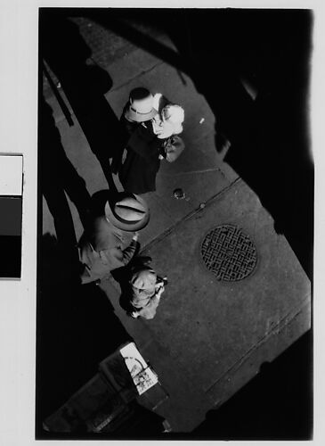 [Pedestrians on Street, Seen From Above, New York City]