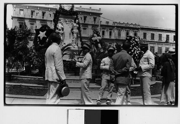 [Officers at Public Ceremony in Front of Jose Marti Statue, Central Park, Havana], Walker Evans (American, St. Louis, Missouri 1903–1975 New Haven, Connecticut), Film negative 