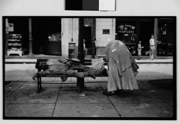[Man Sleeping on Bench in Public Square, Havana], Walker Evans (American, St. Louis, Missouri 1903–1975 New Haven, Connecticut), Film negative 