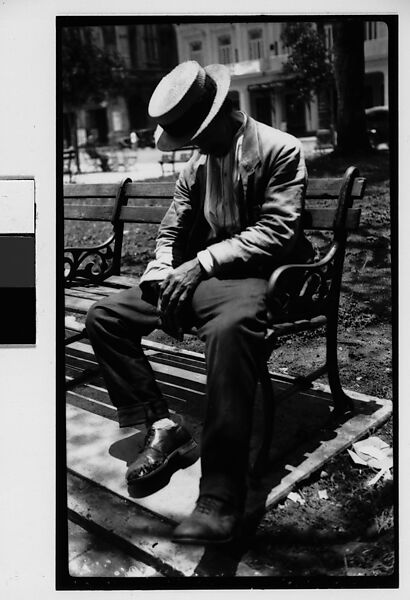 Walker Evans | [Man Wearing Boater Asleep on Bench in Park, Havana ...