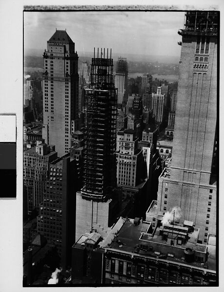 [Lefcourt Colonial Building Construction Site, from Roof of Chanin Building?, New York City], Walker Evans (American, St. Louis, Missouri 1903–1975 New Haven, Connecticut), Film negative 