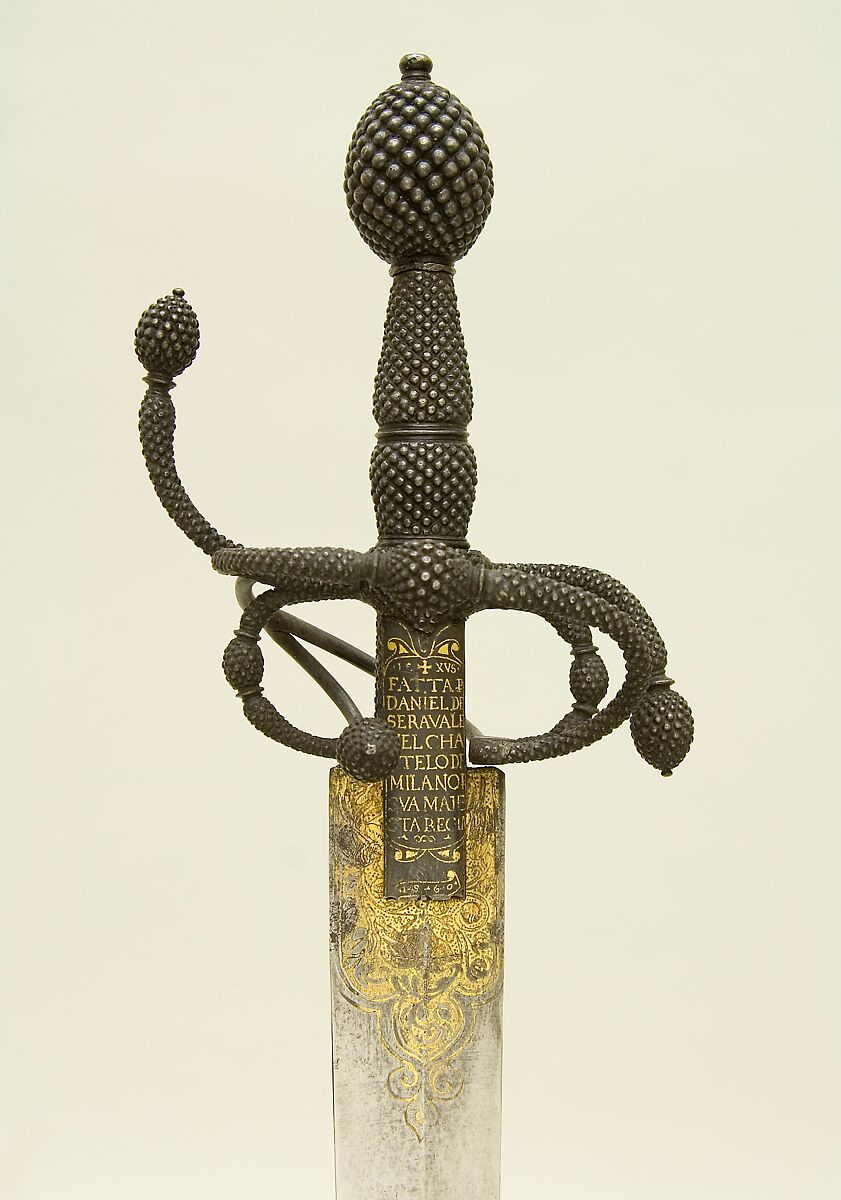 Rapier, Daniele da Serravalle (Italian, Milan, active mid-sixteenth century), Steel, iron, gold, Italian, Milan 