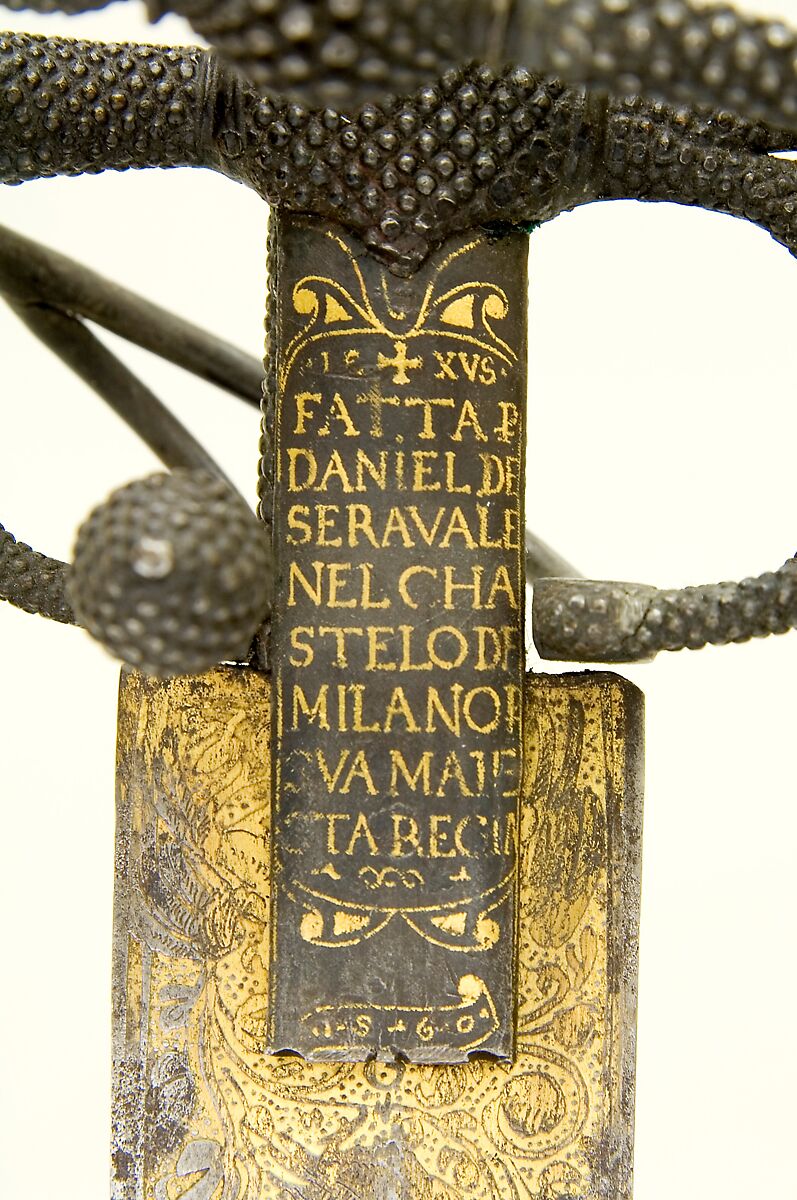 Rapier, Daniele da Serravalle (Italian, Milan, active mid-sixteenth century), Steel, iron, gold, Italian, Milan