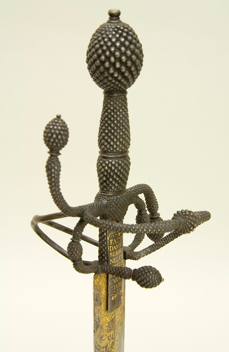 Rapier, Daniele da Serravalle (Italian, Milan, active mid-sixteenth century), Steel, iron, gold, Italian, Milan
