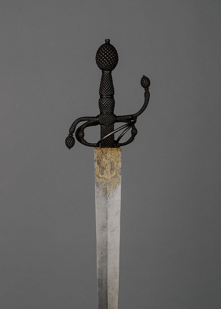 Rapier, Daniele da Serravalle (Italian, Milan, active mid-sixteenth century), Steel, iron, gold, Italian, Milan
