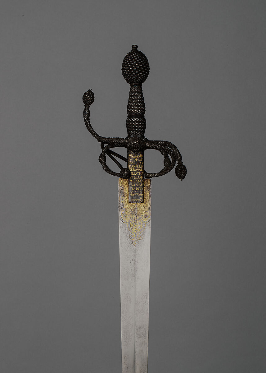 Rapier, Daniele da Serravalle (Italian, Milan, active mid-sixteenth century), Steel, iron, gold, Italian, Milan 