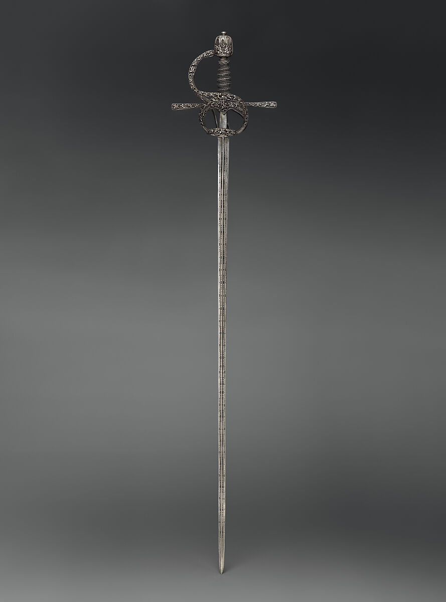 Rapier, Pietro de Formicano (Italian, Belluno, active ca. 1600), Steel, iron, hilt, Northern European, possibly German; blade, Italian, Belluno 