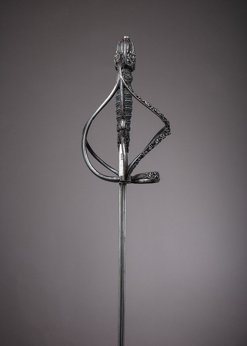 Rapier, Pietro de Formicano (Italian, Belluno, active ca. 1600), Steel, iron, hilt, Northern European, possibly German; blade, Italian, Belluno