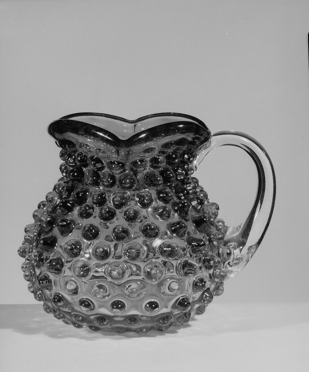 Hobnail Creamer, Probably Hobbs, Brockunier and Company (1863–1891), Pressed cranberry and colorless glass, American 