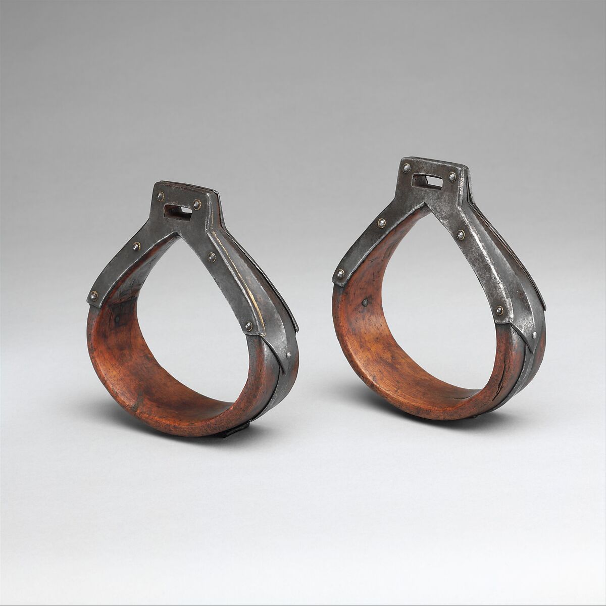 Pair of Stirrups, Wood, iron, copper alloy, Tibetan or Mongolian 