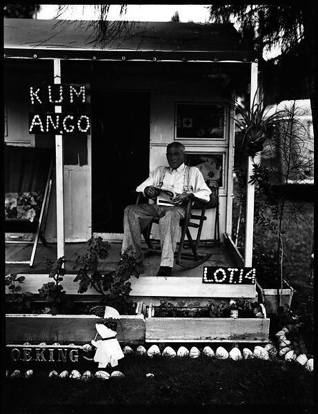 [Man on Porch of House with Sign "KUM ANGO" in Municipal Trailer Camp, Sarasota?, Florida], Walker Evans (American, St. Louis, Missouri 1903–1975 New Haven, Connecticut), Film negative 