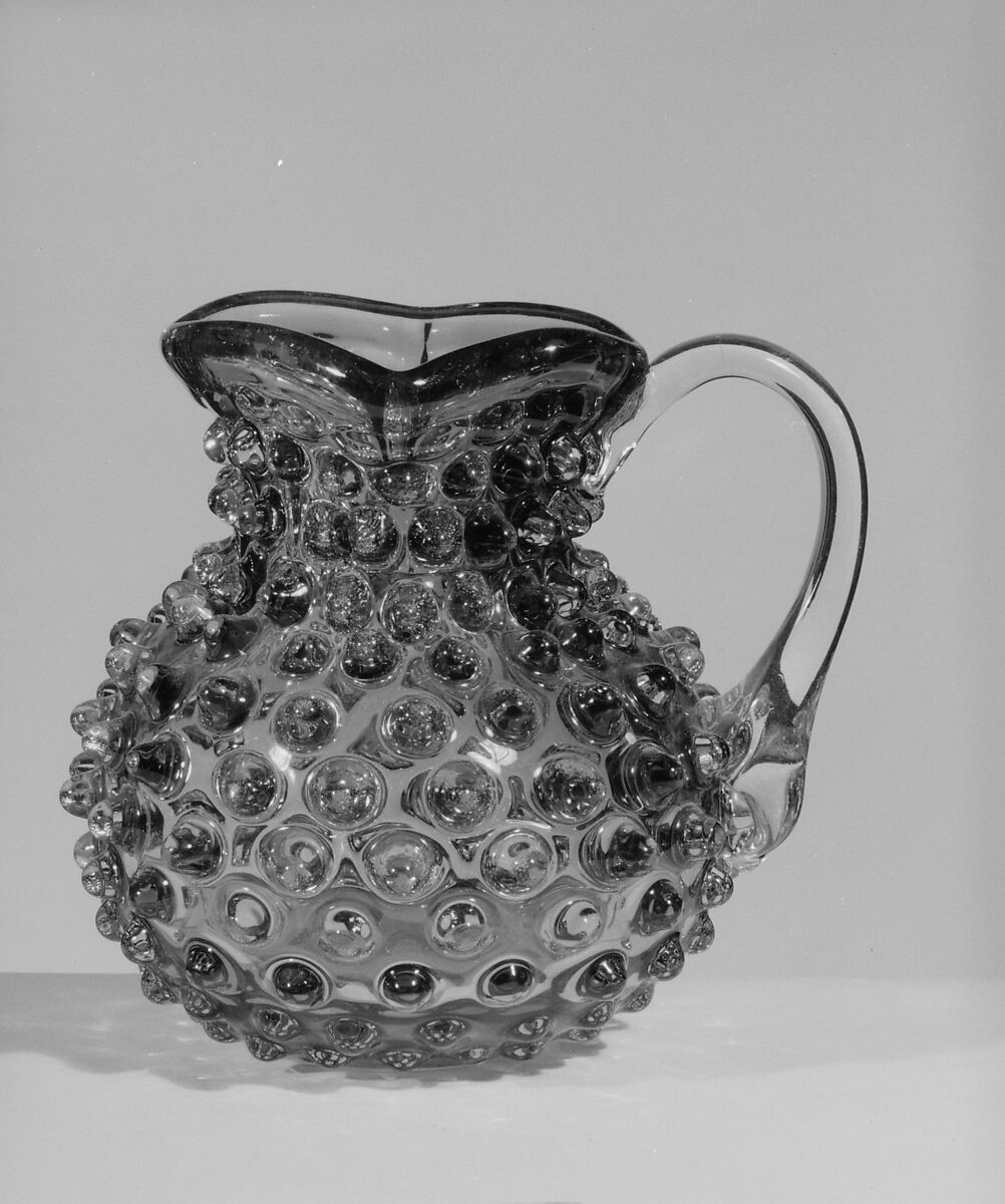 Hobnail Creamer, Probably Hobbs, Brockunier and Company (1863–1891), Pressed cranberry and colorless glass, American 