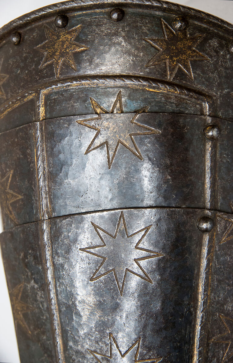 Pair of Thigh Defenses (Cuisses) with Knee Defenses (Poleyns), Steel, Italian, Milan or Brescia