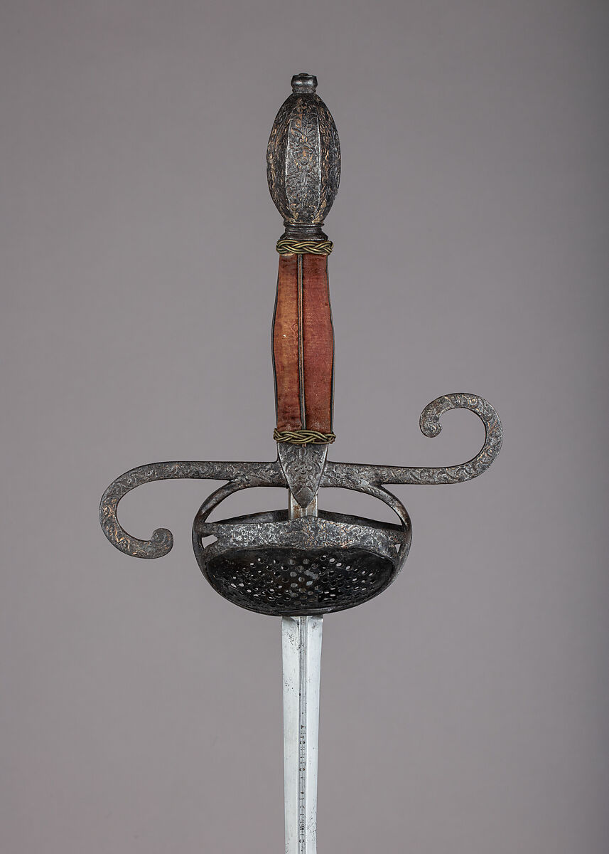 Rapier, Steel, velvet, copper, silver, Spanish