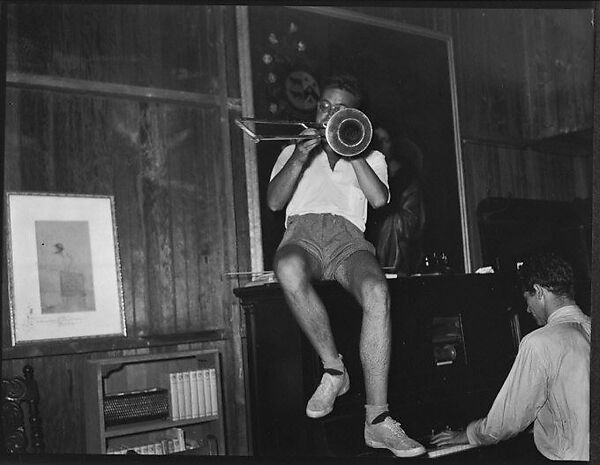 [Wilder Hobson Playing Trombone and James Agee Playing Piano, Possibly Old Field, Long Island, New York], Walker Evans (American, St. Louis, Missouri 1903–1975 New Haven, Connecticut), Film negative 