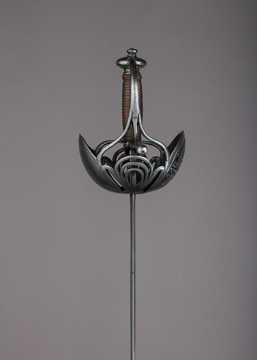 Cup-Hilted Rapier, Steel, copper wire, Spanish