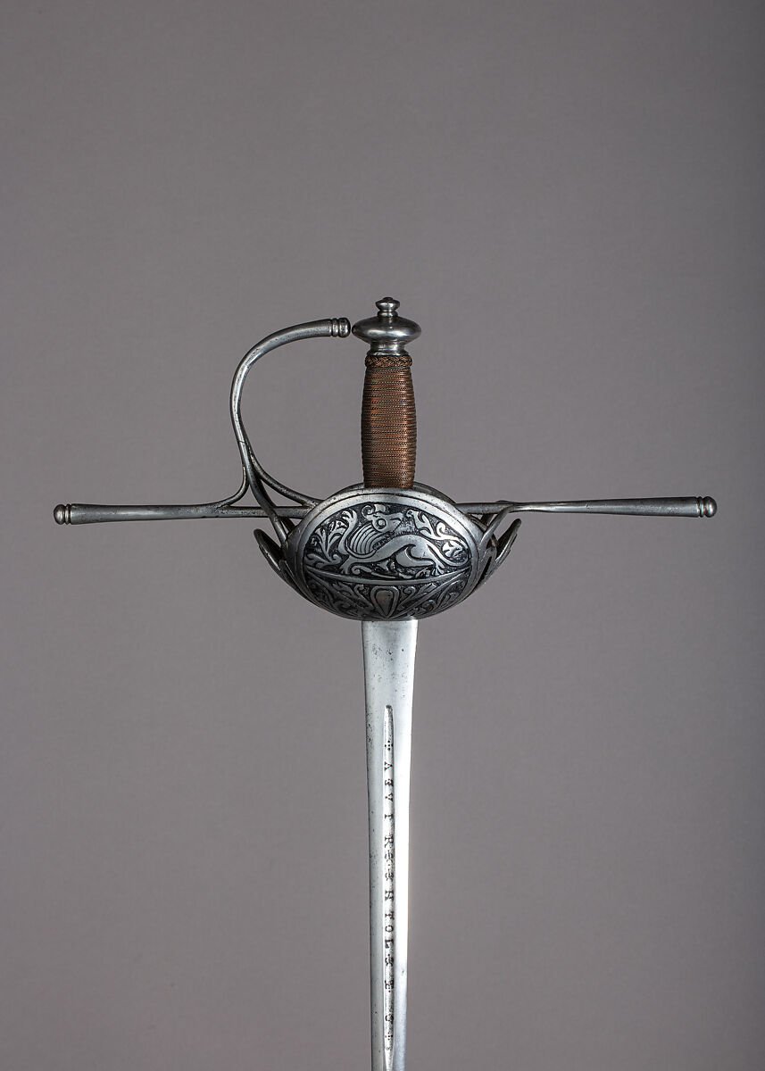 Cup-Hilted Rapier, Steel, copper wire, Spanish 