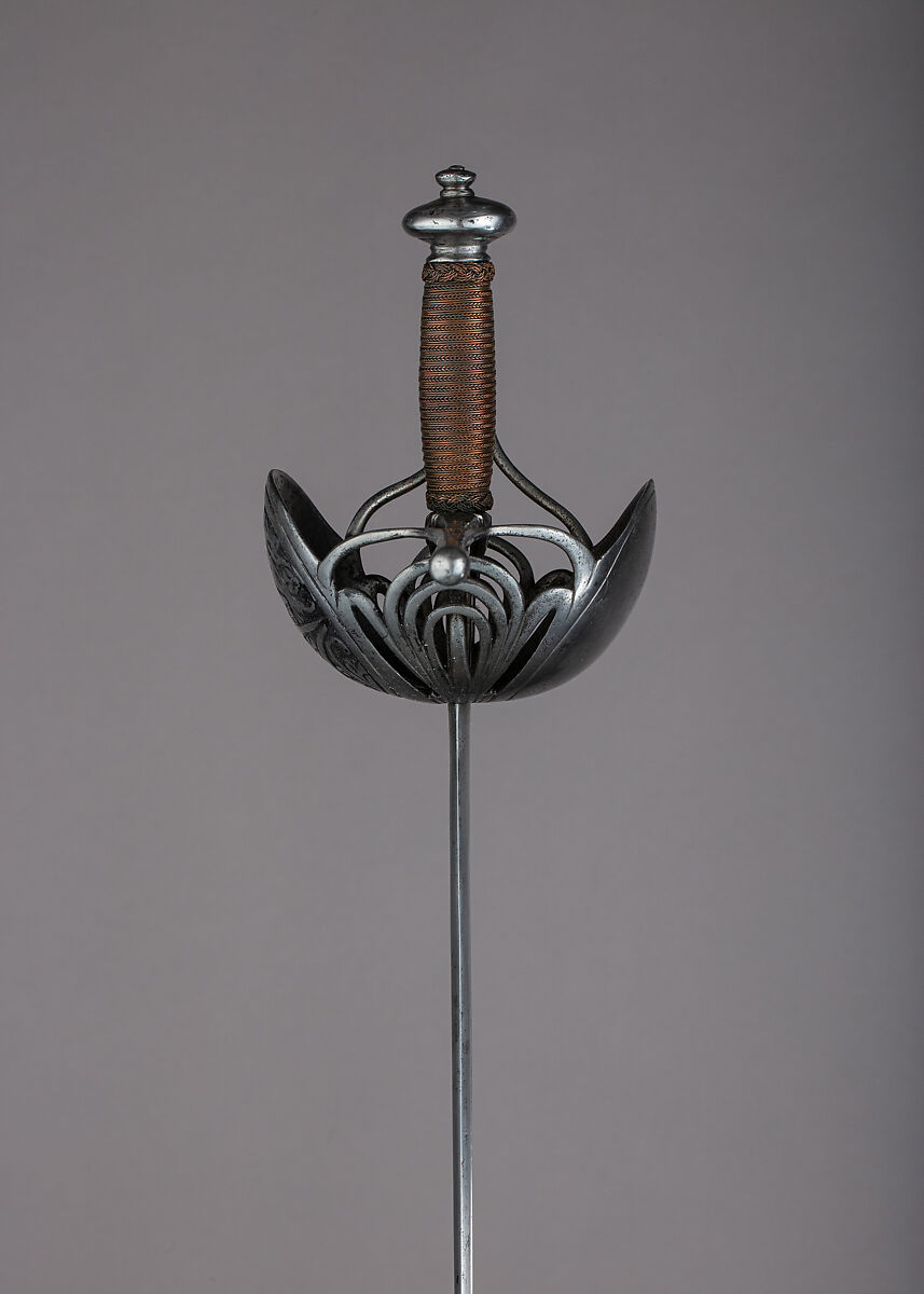Cup-Hilted Rapier, Steel, copper wire, Spanish