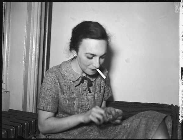 [Flash Test: Frances Collins Lindley Lighting Cigarette, New York City], Walker Evans (American, St. Louis, Missouri 1903–1975 New Haven, Connecticut), Film negative 