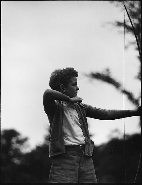 [Blair Fuller Holding Bow and Arrow, Cornish, New Hampshire], Walker Evans (American, St. Louis, Missouri 1903–1975 New Haven, Connecticut), Film negative 