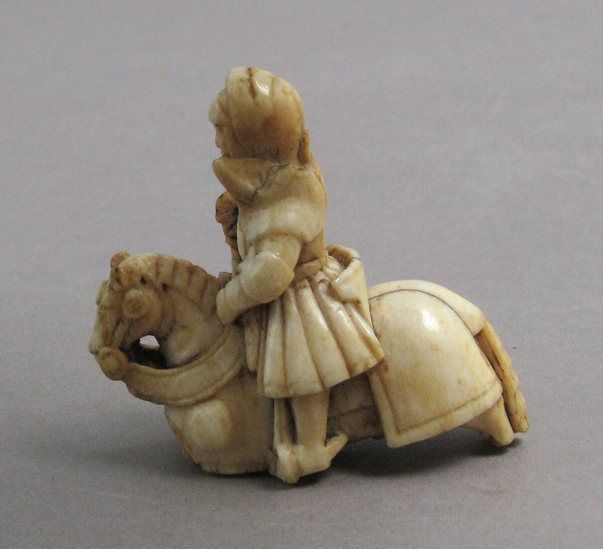 Chess Piece in the Form of a Knight, Ivory (elephant), Western European, possibly Germany or England