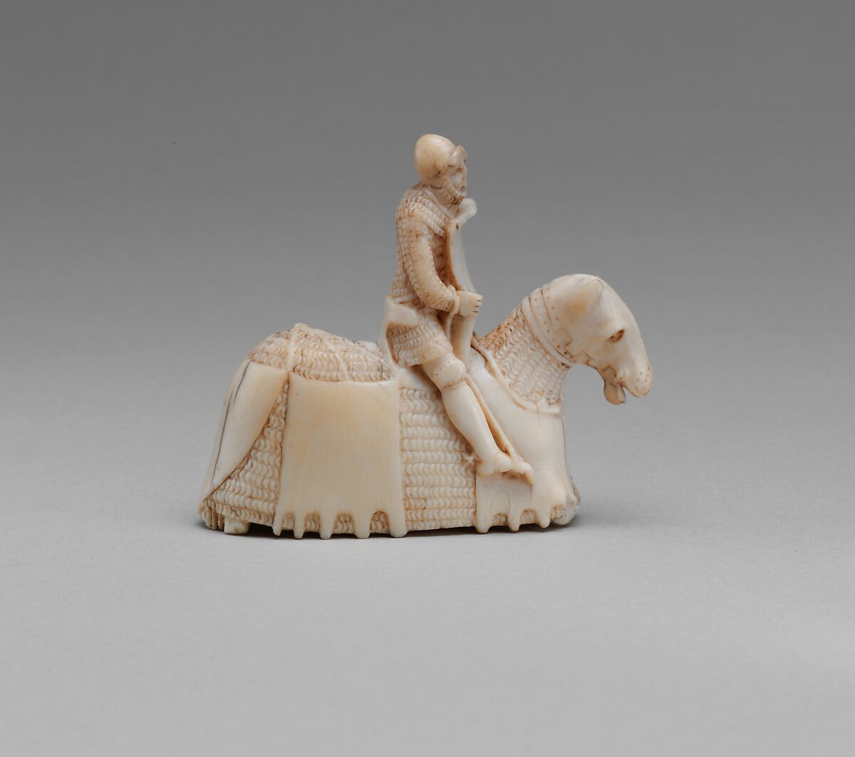 Chess Piece in the Form of a Knight, Ivory (elephant), Western European, possibly England