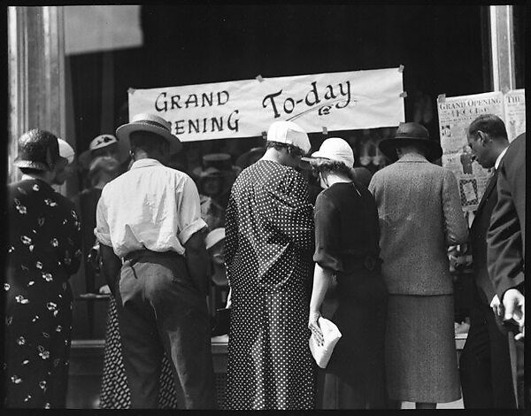 [Shoppers in Front of H.C.F. Koch & Co. Department Store Window, West 125th Street, New York City], Walker Evans (American, St. Louis, Missouri 1903–1975 New Haven, Connecticut), Film negative 