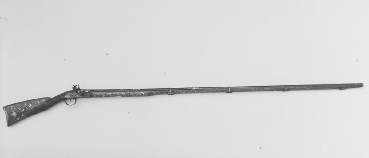 Flintlock Smooth Bore Gun, Steel, wood (walnut), silver, gold, Spanish, Madrid