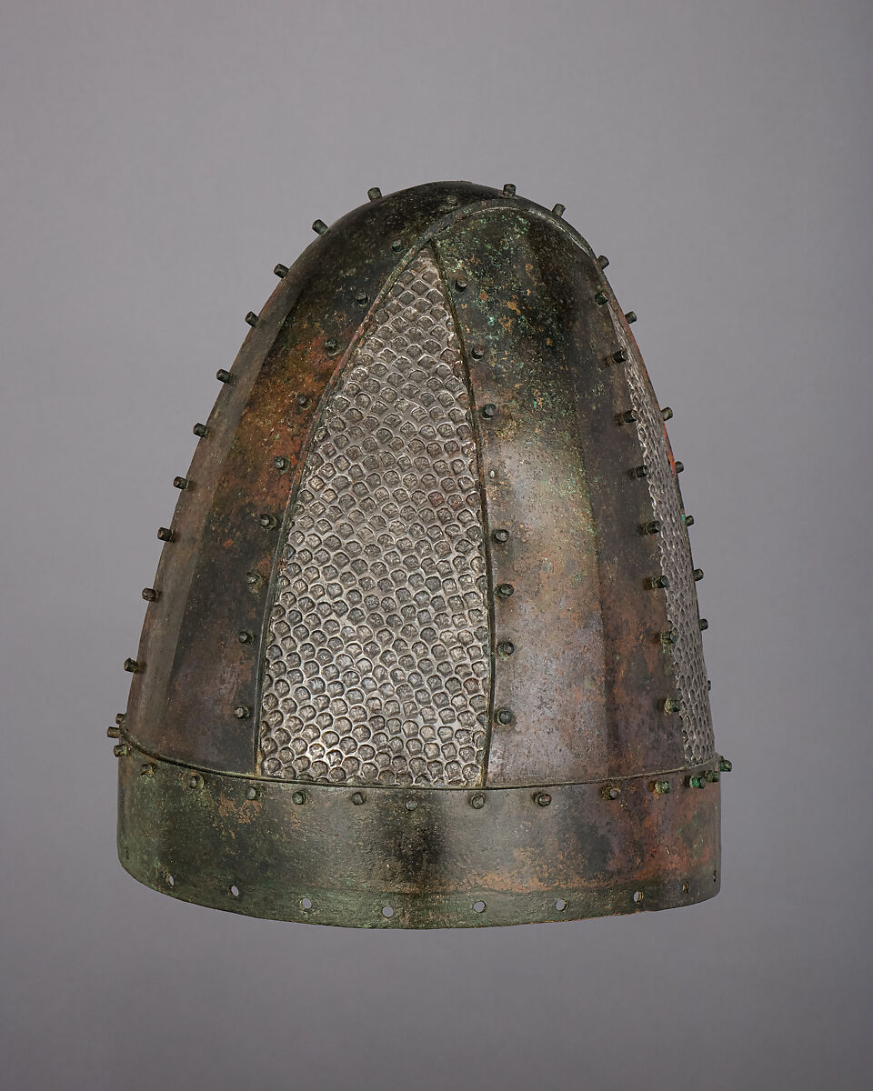 Helmet, Bronze, silver, iron, Mesopotamian or Iranian