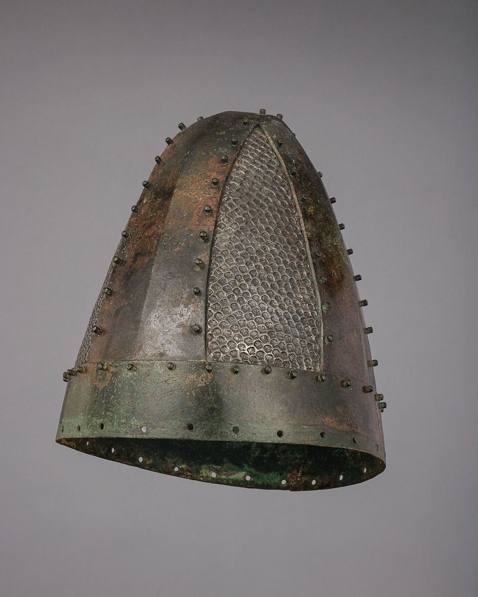 Helmet, Bronze, silver, iron, Mesopotamian or Iranian