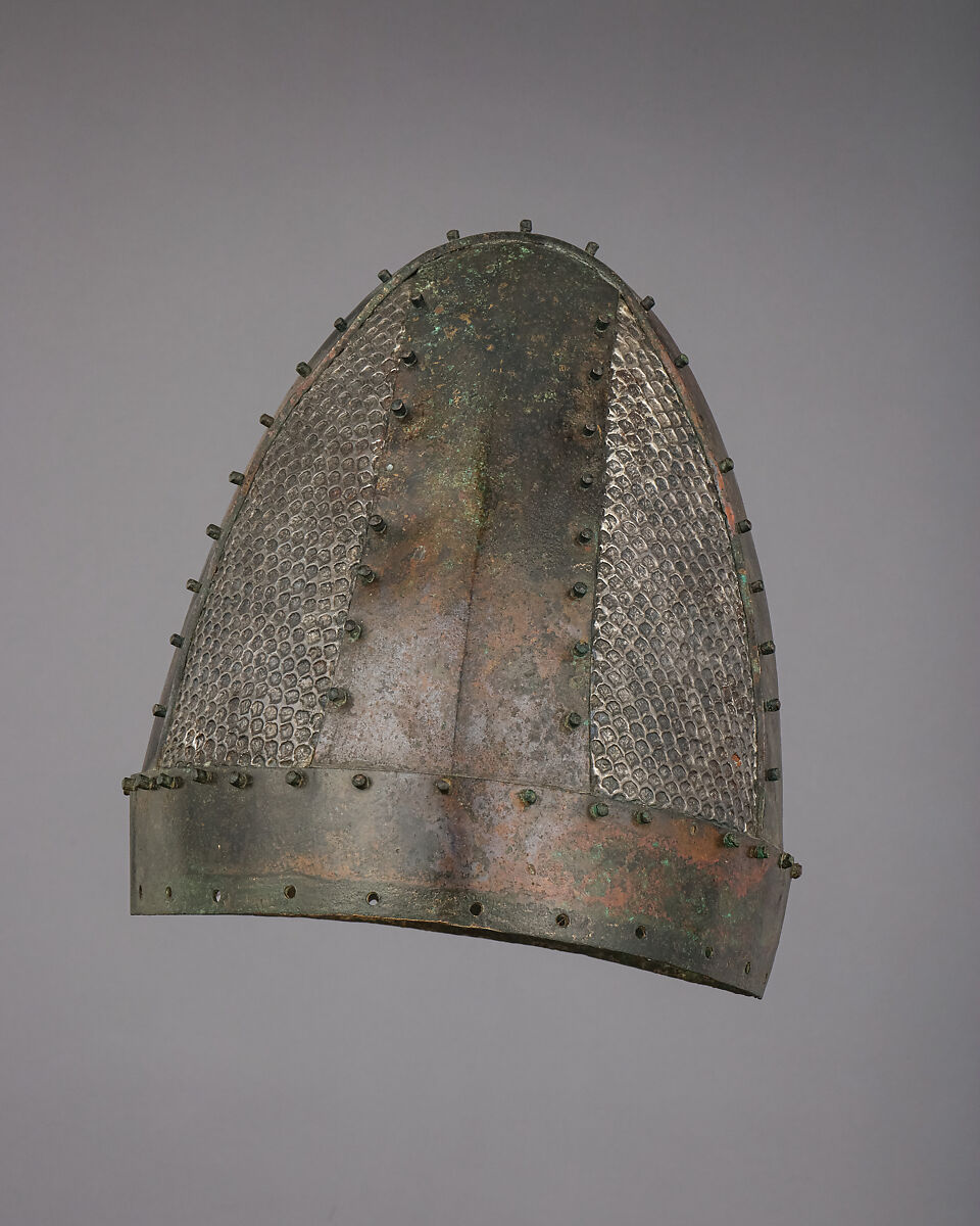 Helmet, Bronze, silver, iron, Mesopotamian or Iranian