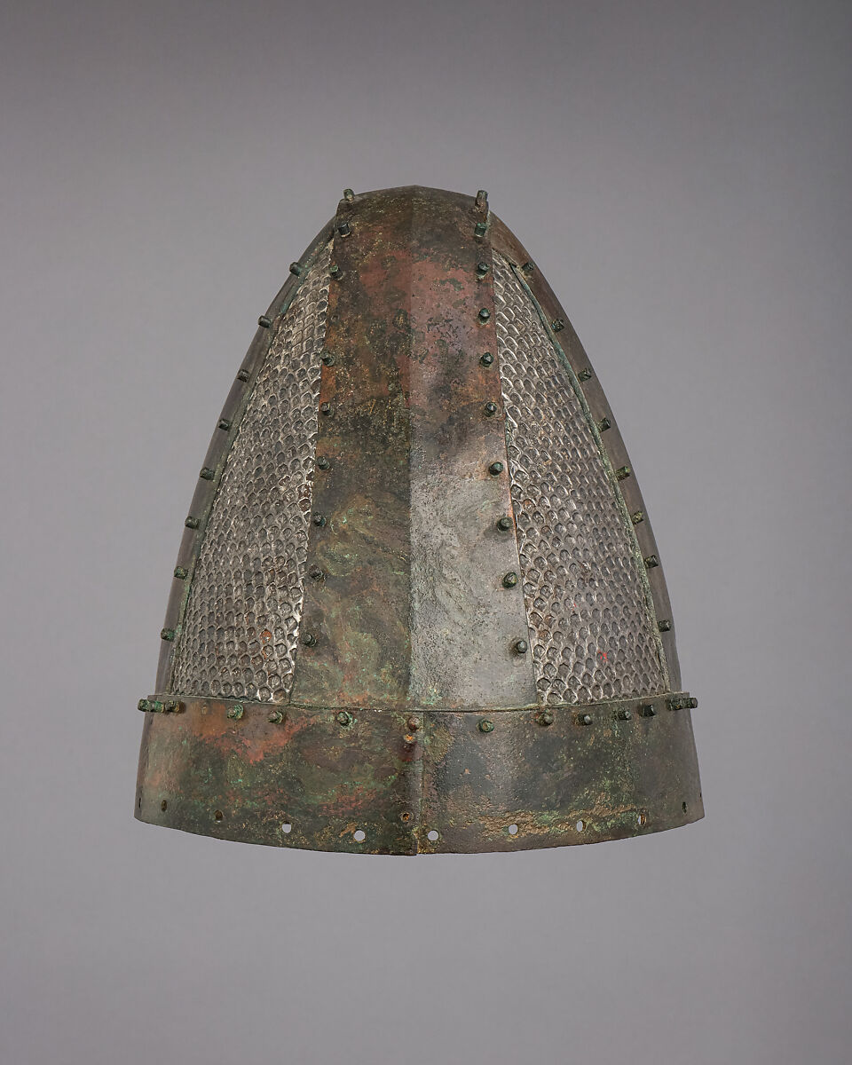 Helmet, Bronze, silver, iron, Mesopotamian or Iranian