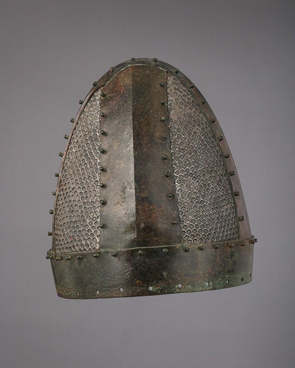 Helmet, Bronze, silver, iron, Mesopotamian or Iranian