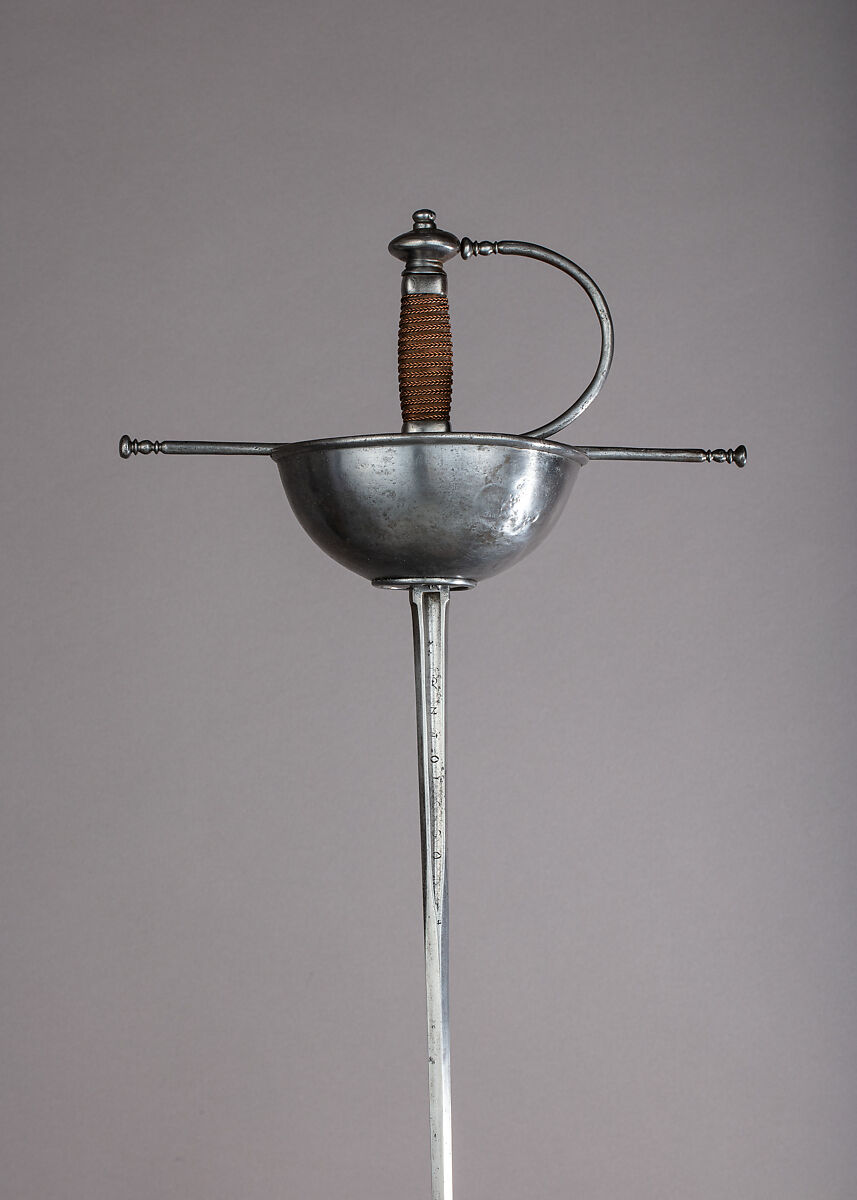 Cup-Hilted Rapier, Steel, copper wire, velvet, Spanish, Toledo
