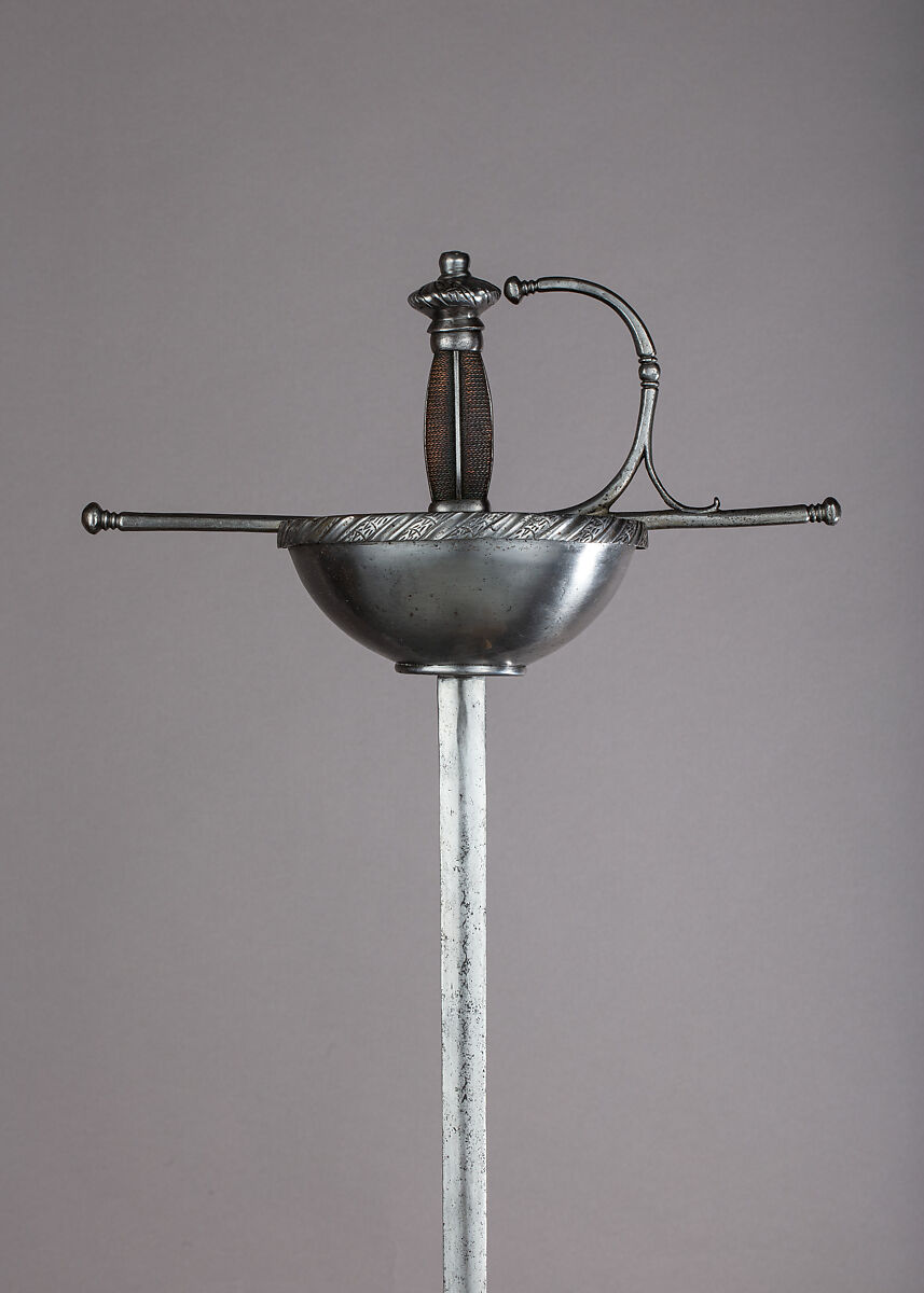 Cup-Hilted Rapier, Steel, copper wire, Spanish