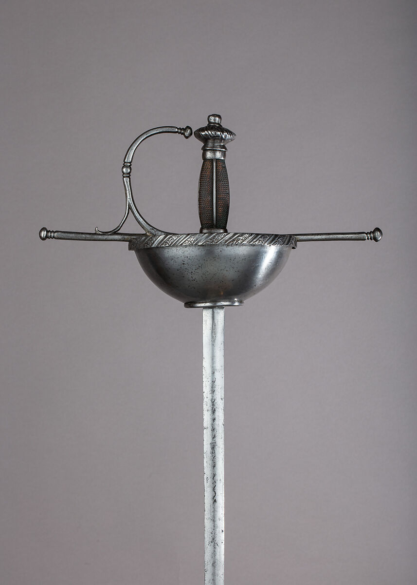 Cup-Hilted Rapier, Steel, copper wire, Spanish 