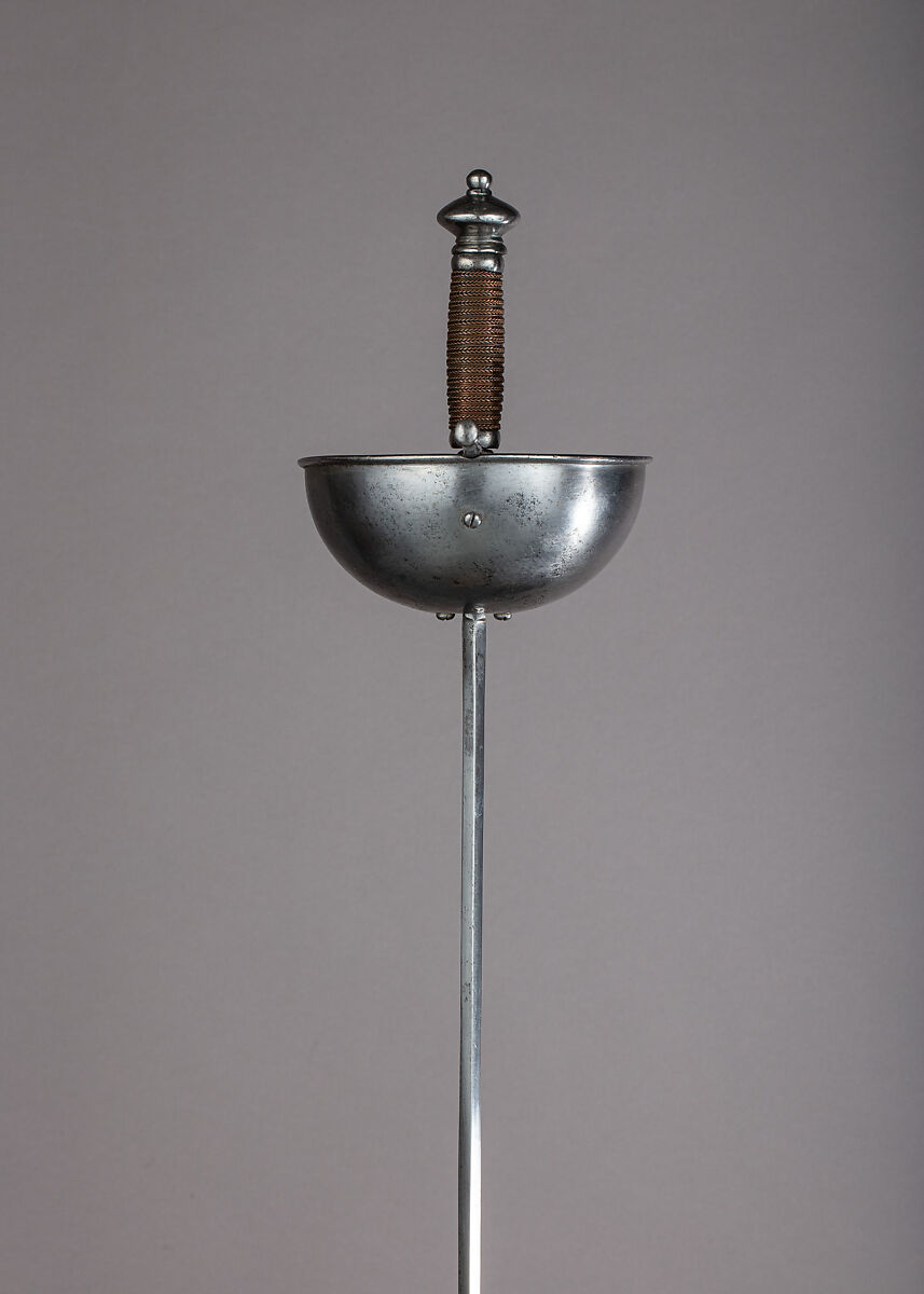 Cup-Hilted Rapier, Steel, copper wire, hilt, Spanish; blade, German, Solingen