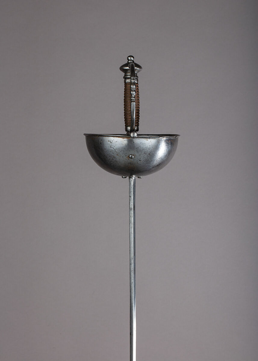 Cup-Hilted Rapier, Steel, copper wire, hilt, Spanish; blade, German, Solingen