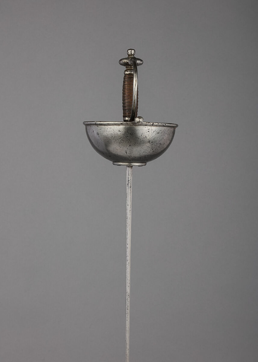 Cup-Hilted Rapier, Steel, copper wire, hilt, Spanish; blade, German