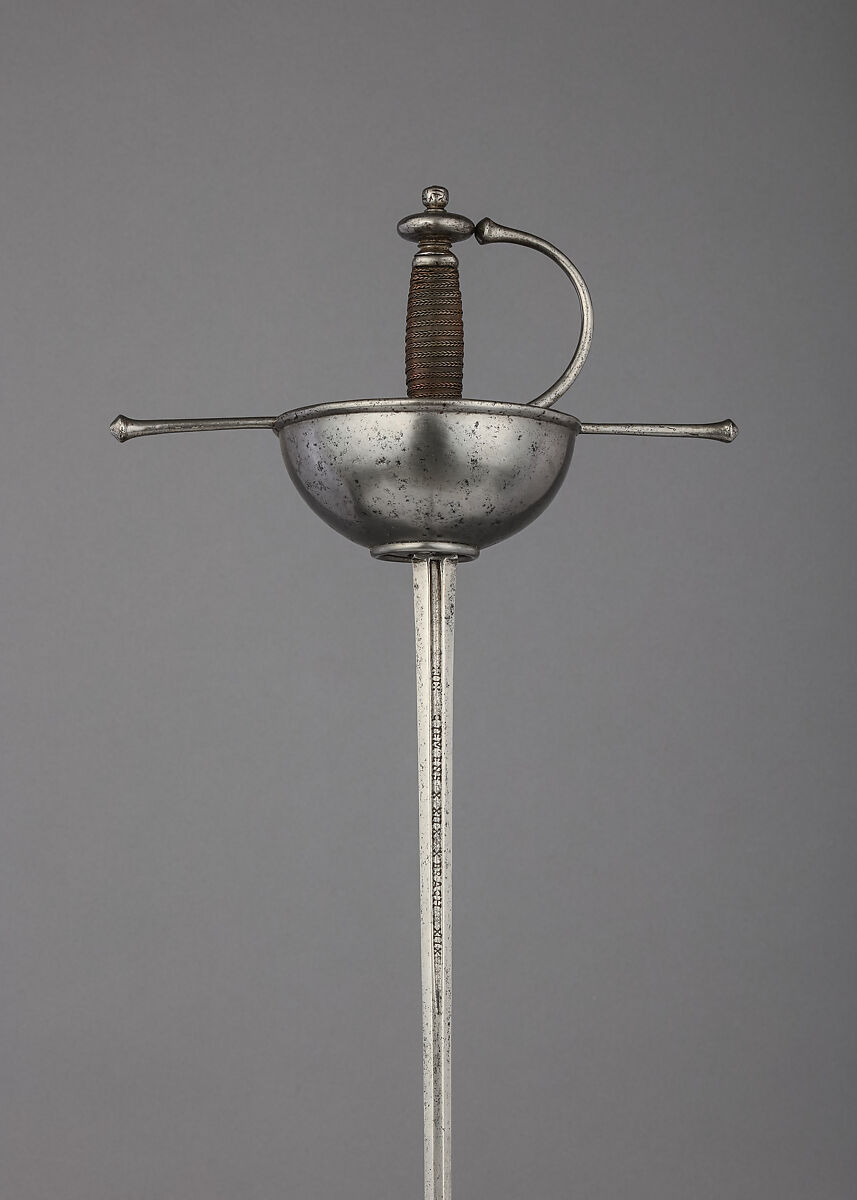 Cup-Hilted Rapier, Steel, copper wire, hilt, Spanish; blade, German