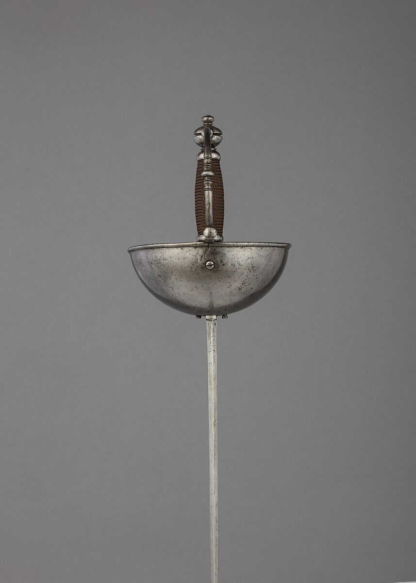 Cup-Hilted Rapier, Steel, copper wire, hilt, Spanish; blade, German