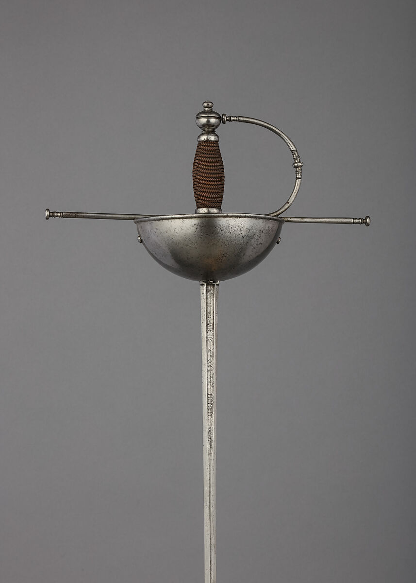 Cup-Hilted Rapier, Steel, copper wire, hilt, Spanish; blade, German