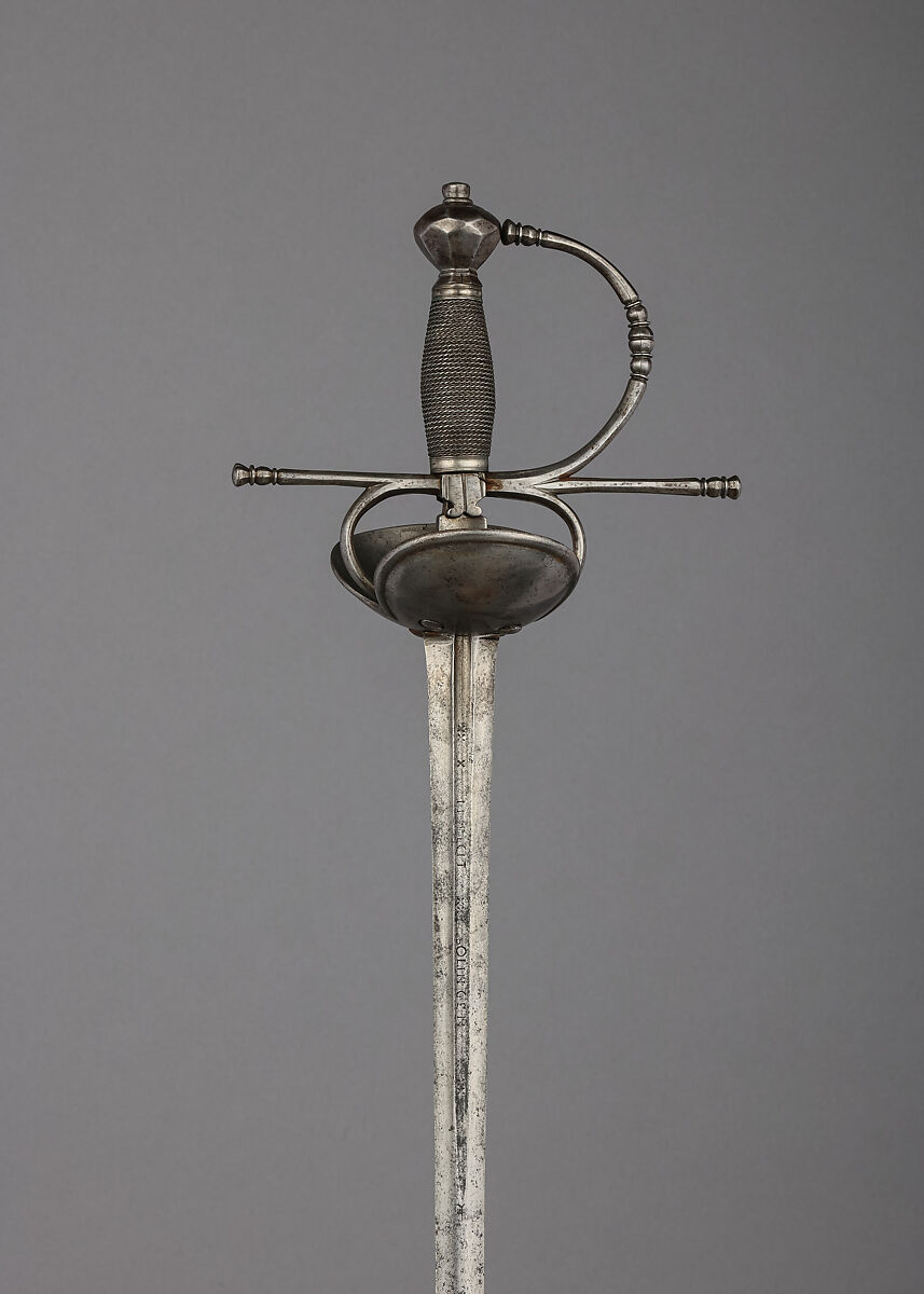 Rapier, Blade inscribed by Arnolt Windhvfel (German, Solingen, active late 17th–early 18th century), Steel, silver, wood, Spanish; blade, German, Solingen