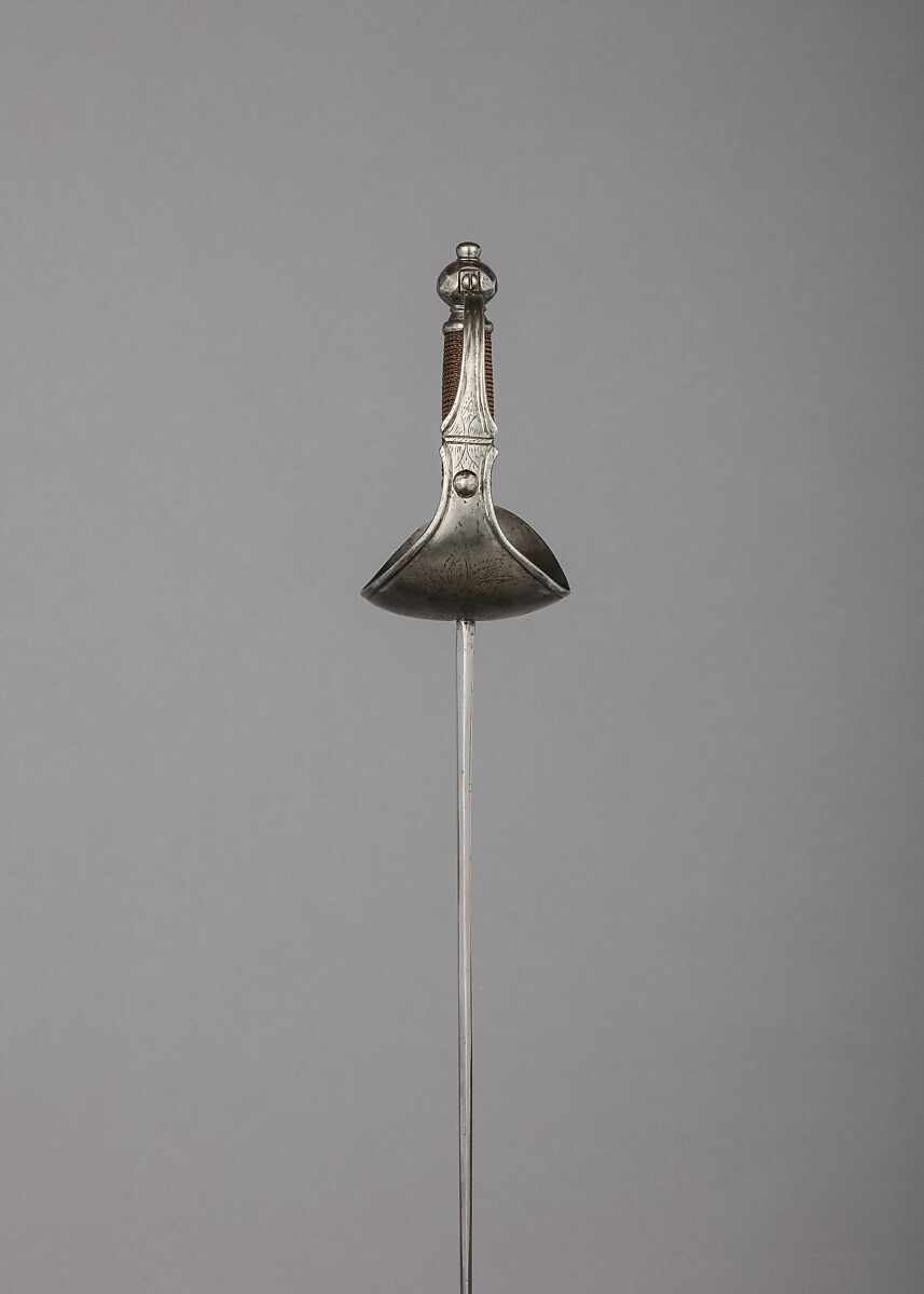 Rapier with Scabbard, Steel, leather, copper wire, Spanish, Toledo